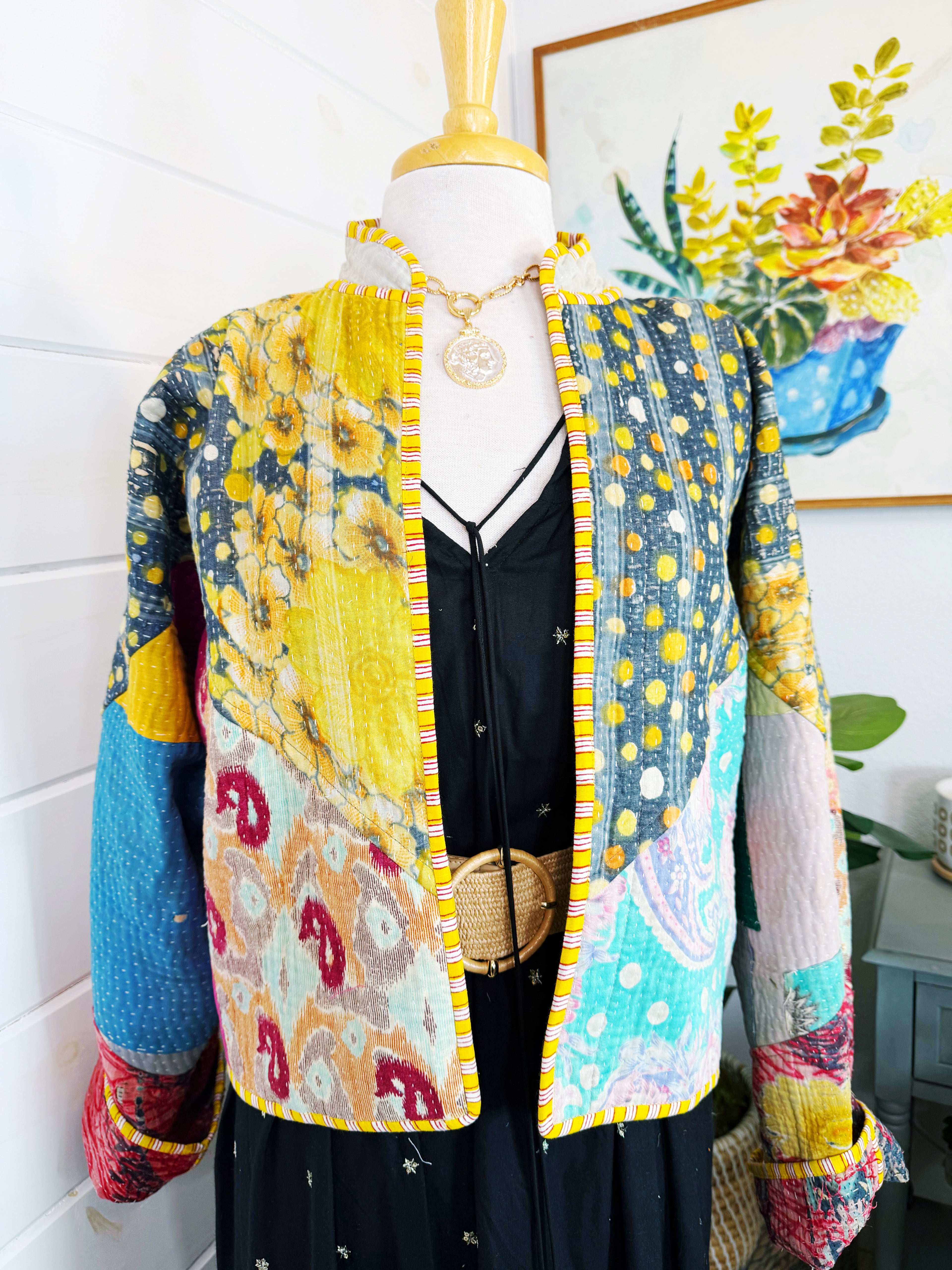 Patchwork Kantha Jacket – Quilted Reversible Blanket Coat