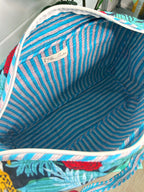 Jaguars and Roses Print Quilted Weekender Overnight Bag