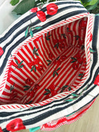 Black Cherry Print Quilted Weekender Overnight Bag