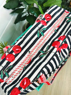 Black Cherry Print Quilted Weekender Overnight Bag