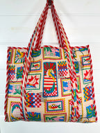 Quilted Cotton Tote Bag - Vacation Stamps