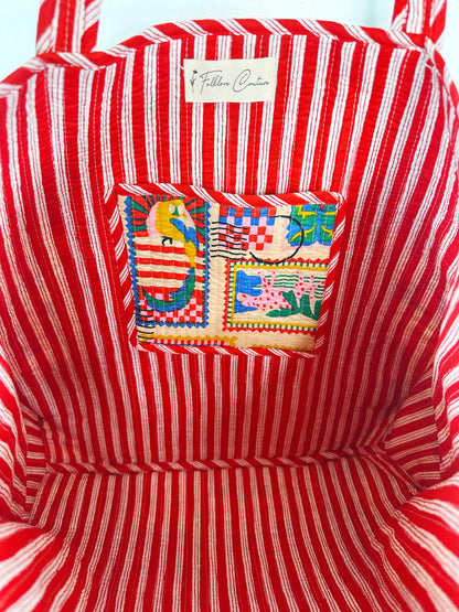 Vacation Stamps Quilted Cotton Tote Bag