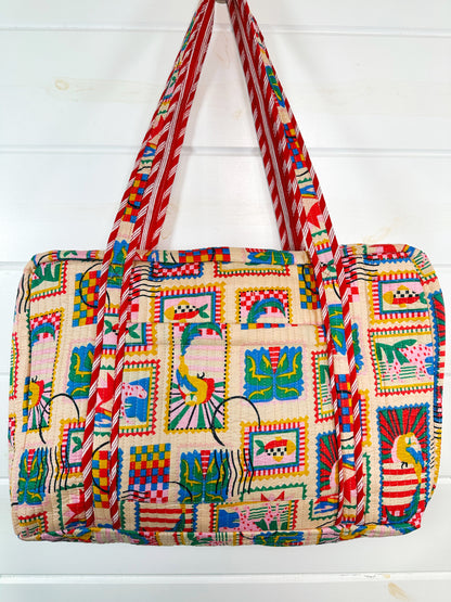Vacation Stamps Quilted Weekender Overnight Duffle Bag