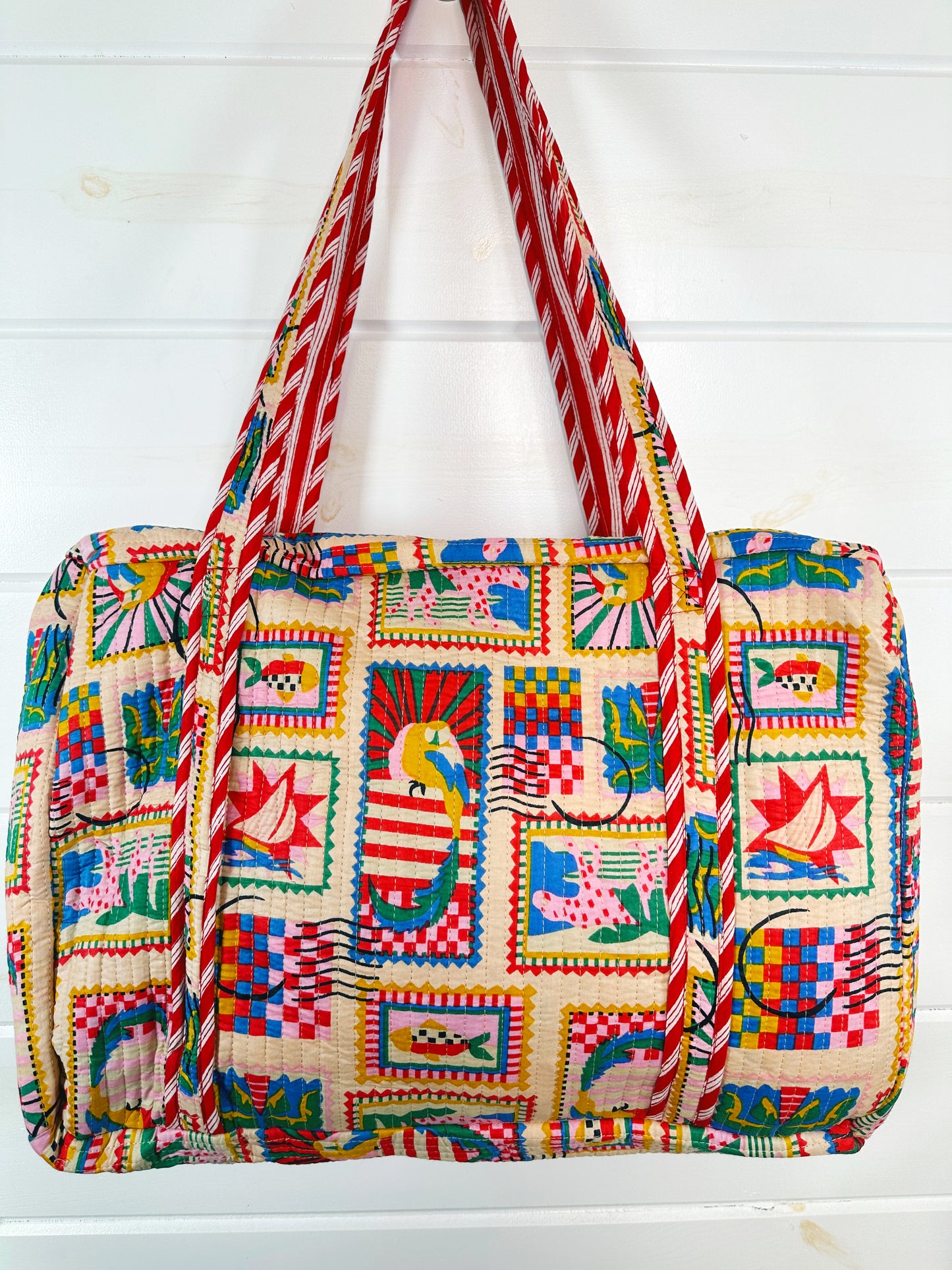Vacation Stamps Quilted Weekender Overnight Duffle Bag