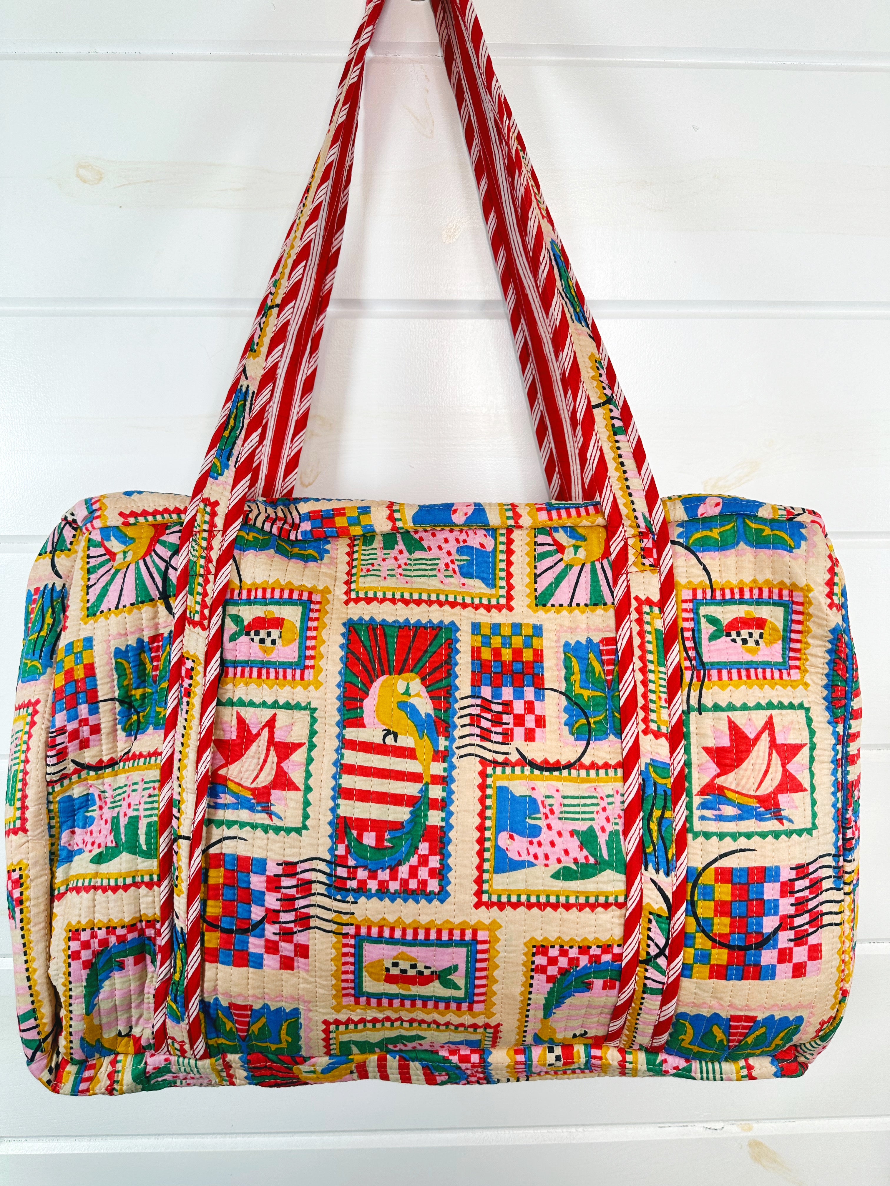 Vacation Stamps Quilted Weekender Overnight Duffle Bag