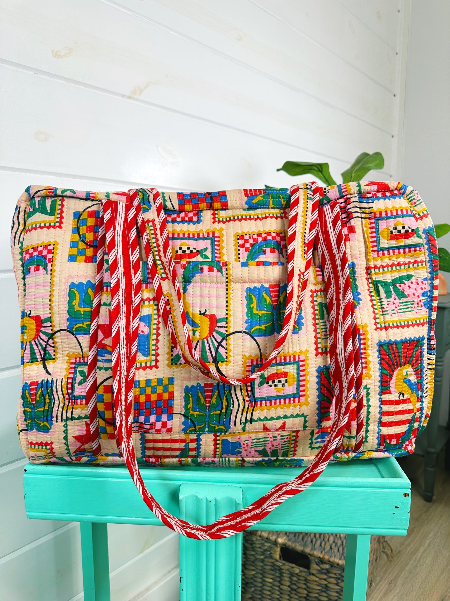 Vacation Stamps Quilted Weekender Overnight Duffle Bag