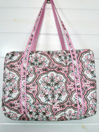 Quilted Weekender Overnight Bag - Pink Petals Print