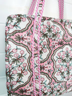 Quilted Weekender Overnight Bag - Pink Petals Print