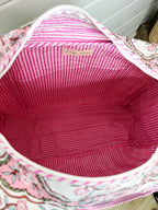 Quilted Weekender Overnight Bag - Pink Petals Print