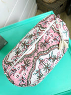 Quilted Makeup Cosmetics Toiletry Bag - Pink Petals Print