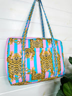 Quilted Weekender Duffle Overnight Bag - Cotton Candy Tiger Print