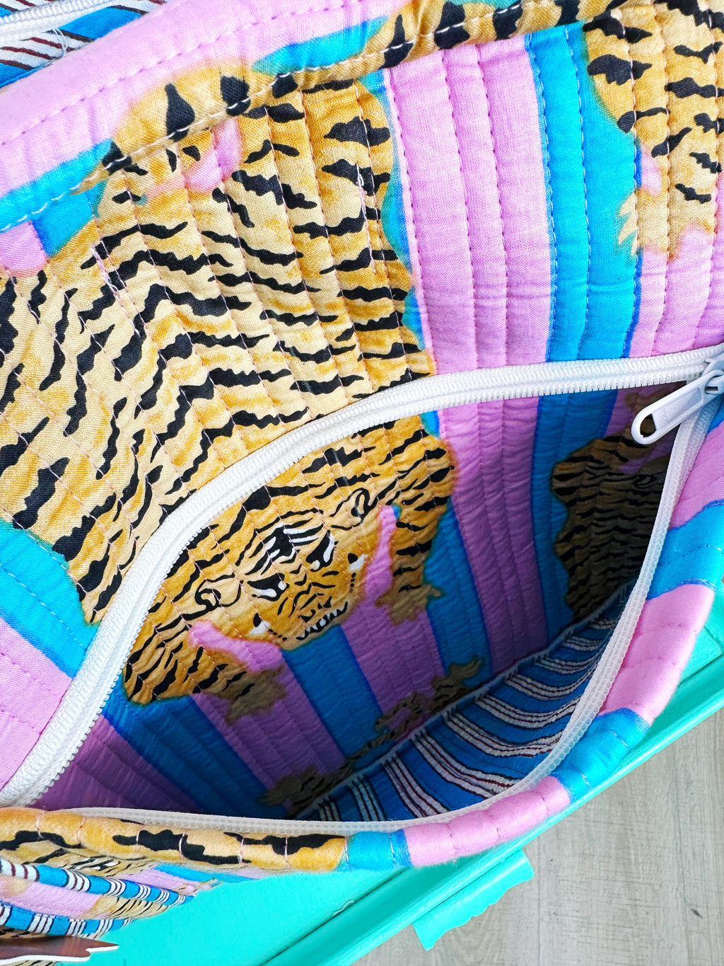 Quilted Weekender Duffle Overnight Bag - Cotton Candy Tiger Print