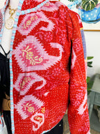 Boho Patchwork Kantha Jacket – Handmade Quilted & Reversible Blanket Coat