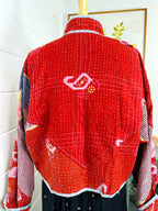 Boho Patchwork Kantha Jacket – Handmade Quilted & Reversible Blanket Coat