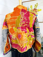 Boho Patchwork Kantha Jacket – Handmade Quilted & Reversible Blanket Coat