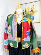 Boho Patchwork Kantha Jacket – Handmade Quilted & Reversible Blanket Coat