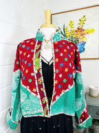 Boho Patchwork Kantha Jacket – Handmade Quilted & Reversible Blanket Coat
