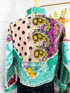 Boho Patchwork Kantha Jacket – Handmade Quilted & Reversible Blanket Coat
