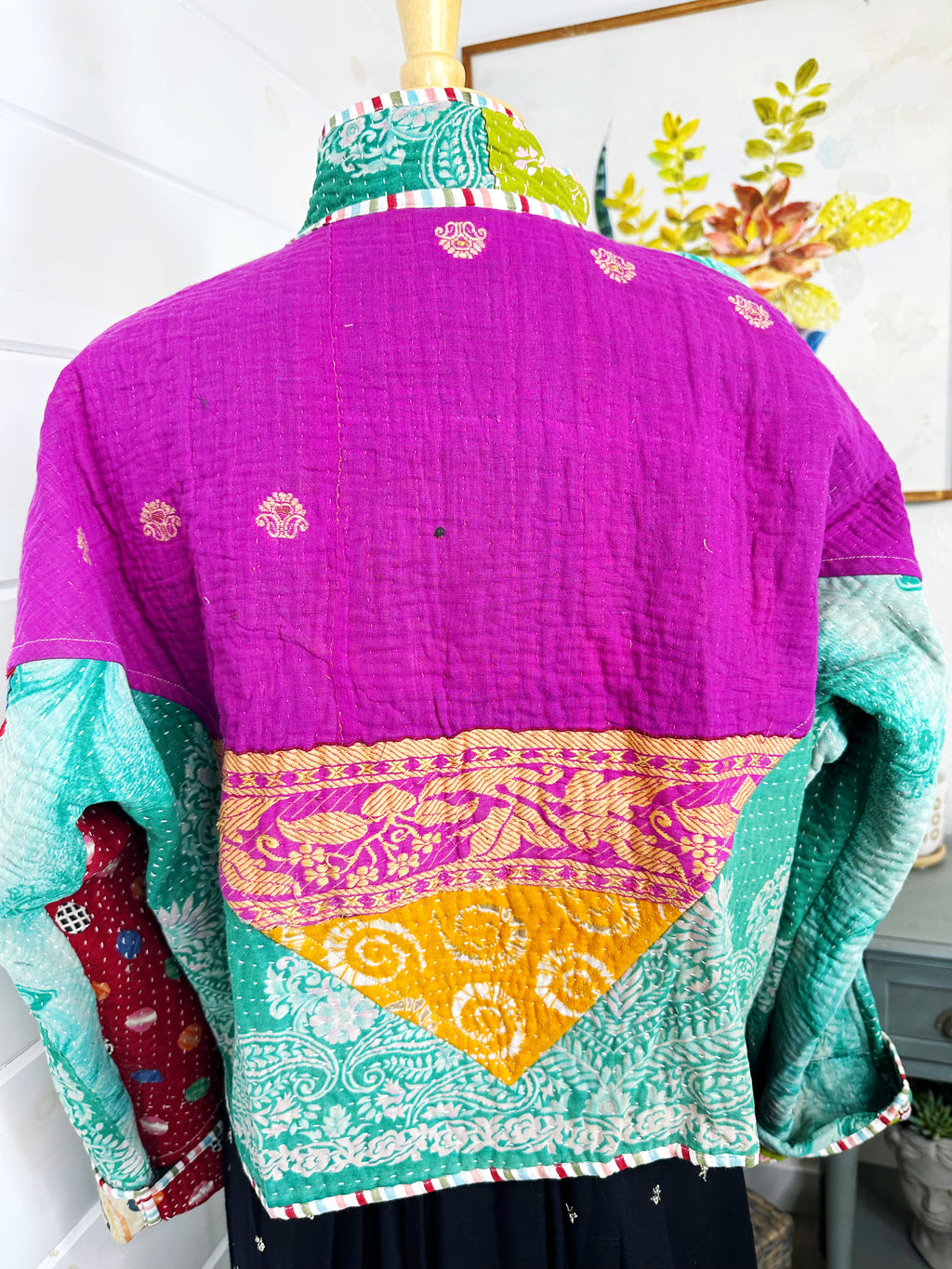 Boho Patchwork Kantha Jacket – Handmade Quilted & Reversible Blanket Coat