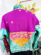 Boho Patchwork Kantha Jacket – Handmade Quilted & Reversible Blanket Coat