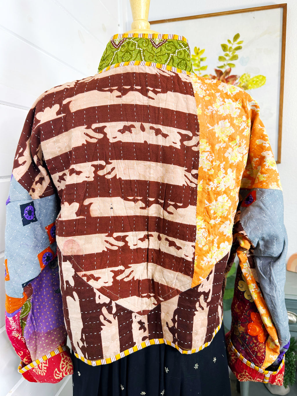 Boho Patchwork Kantha Jacket – Handmade Quilted & Reversible Blanket Coat