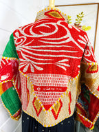 Boho Patchwork Kantha Jacket – Handmade Quilted & Reversible Blanket Coat
