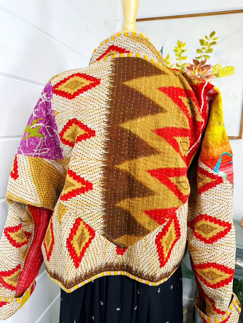 Boho Patchwork Kantha Jacket – Handmade Quilted & Reversible Blanket Coat