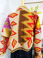 Boho Patchwork Kantha Jacket – Handmade Quilted & Reversible Blanket Coat