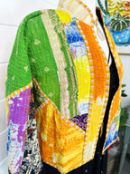 Boho Patchwork Kantha Jacket – Handmade Quilted & Reversible Blanket Coat