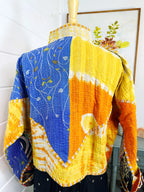 Boho Patchwork Kantha Jacket – Handmade Quilted & Reversible Blanket Coat