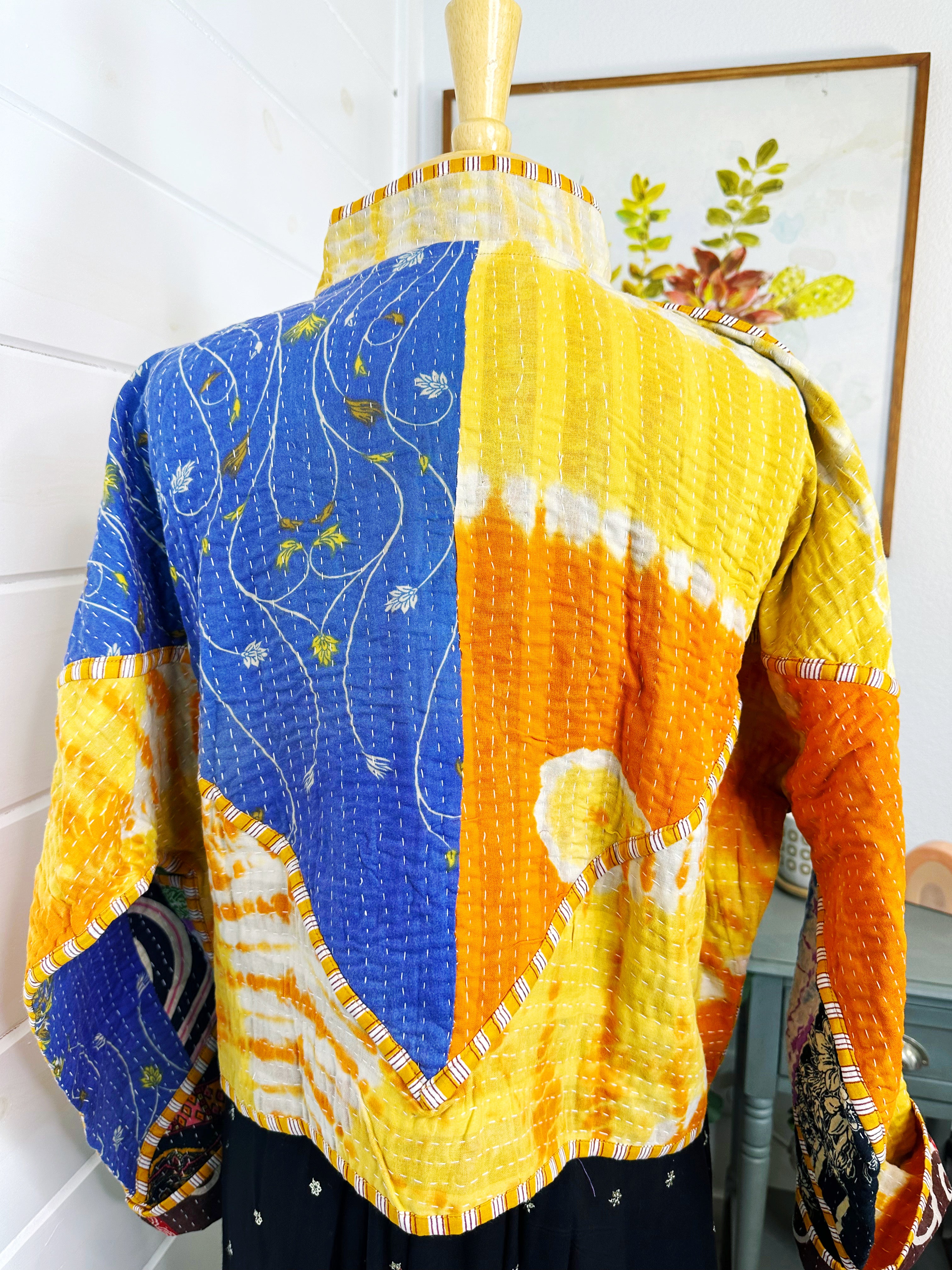 Boho Patchwork Kantha Jacket – Handmade Quilted & Reversible Blanket Coat