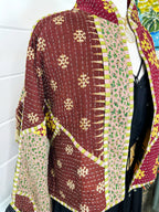Boho Patchwork Kantha Jacket – Handmade Quilted & Reversible Blanket Coat