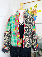 Boho Patchwork Kantha Jacket – Handmade Quilted & Reversible Blanket Coat