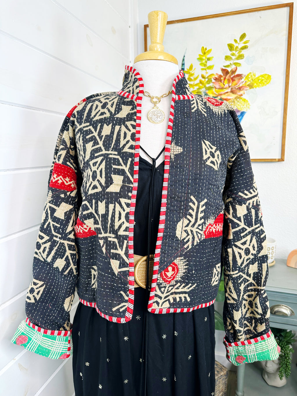 Boho Patchwork Kantha Jacket – Handmade Quilted & Reversible Blanket Coat