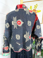 Boho Patchwork Kantha Jacket – Handmade Quilted & Reversible Blanket Coat