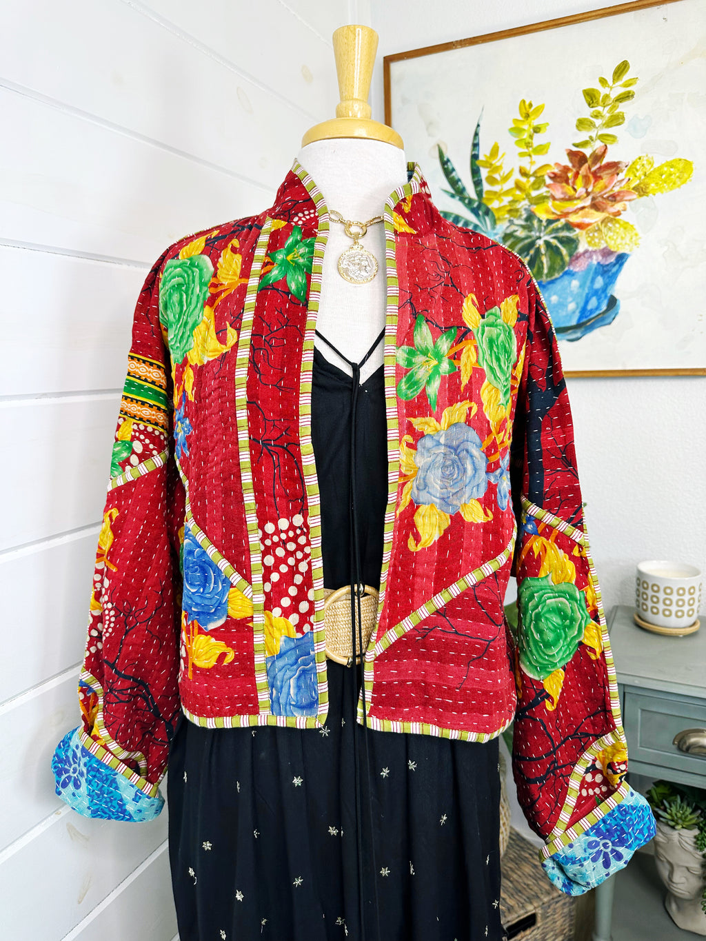 Boho Patchwork Kantha Jacket – Handmade Quilted & Reversible Blanket Coat