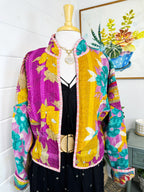 Boho Patchwork Kantha Jacket – Handmade Quilted & Reversible Blanket Coat