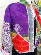 Boho Patchwork Kantha Jacket – Handmade Quilted & Reversible Blanket Coat