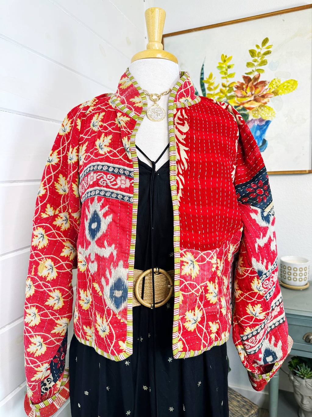 Boho Patchwork Kantha Jacket – Handmade Quilted & Reversible Blanket Coat