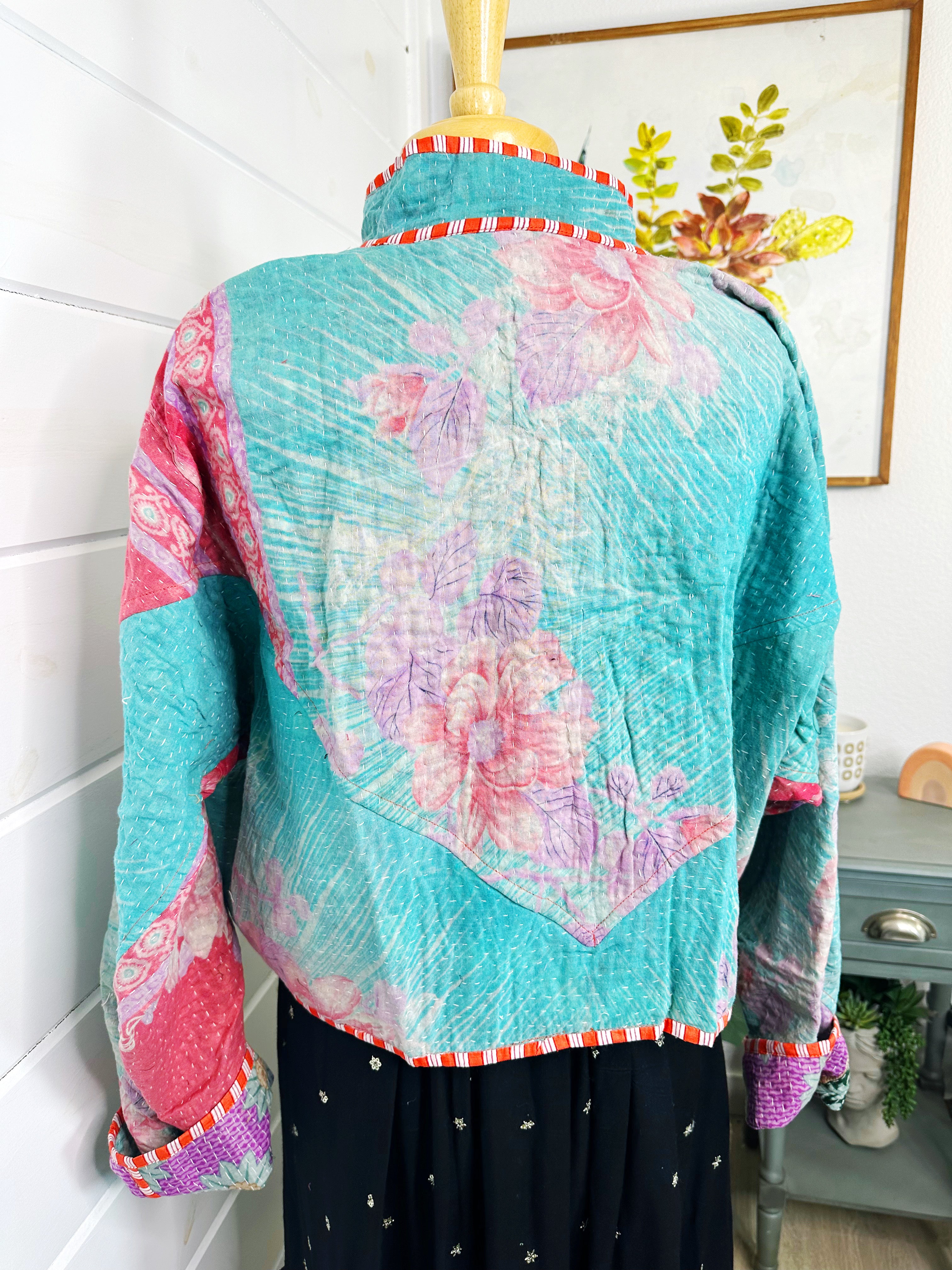 Kantha Quilted Bomber Jacket | Blanket Coat | Patchwork Coat