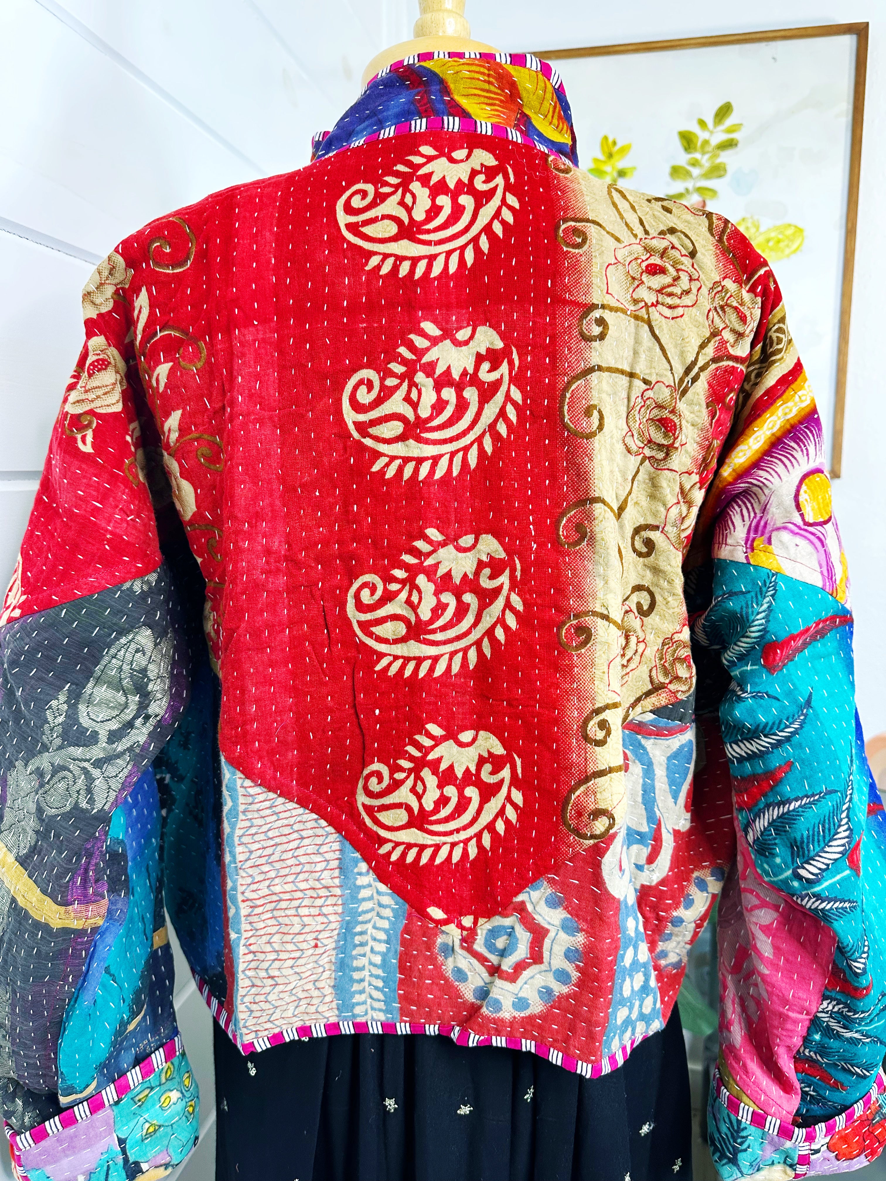 Kantha Quilted Bomber Jacket | Blanket Coat | Patchwork Coat