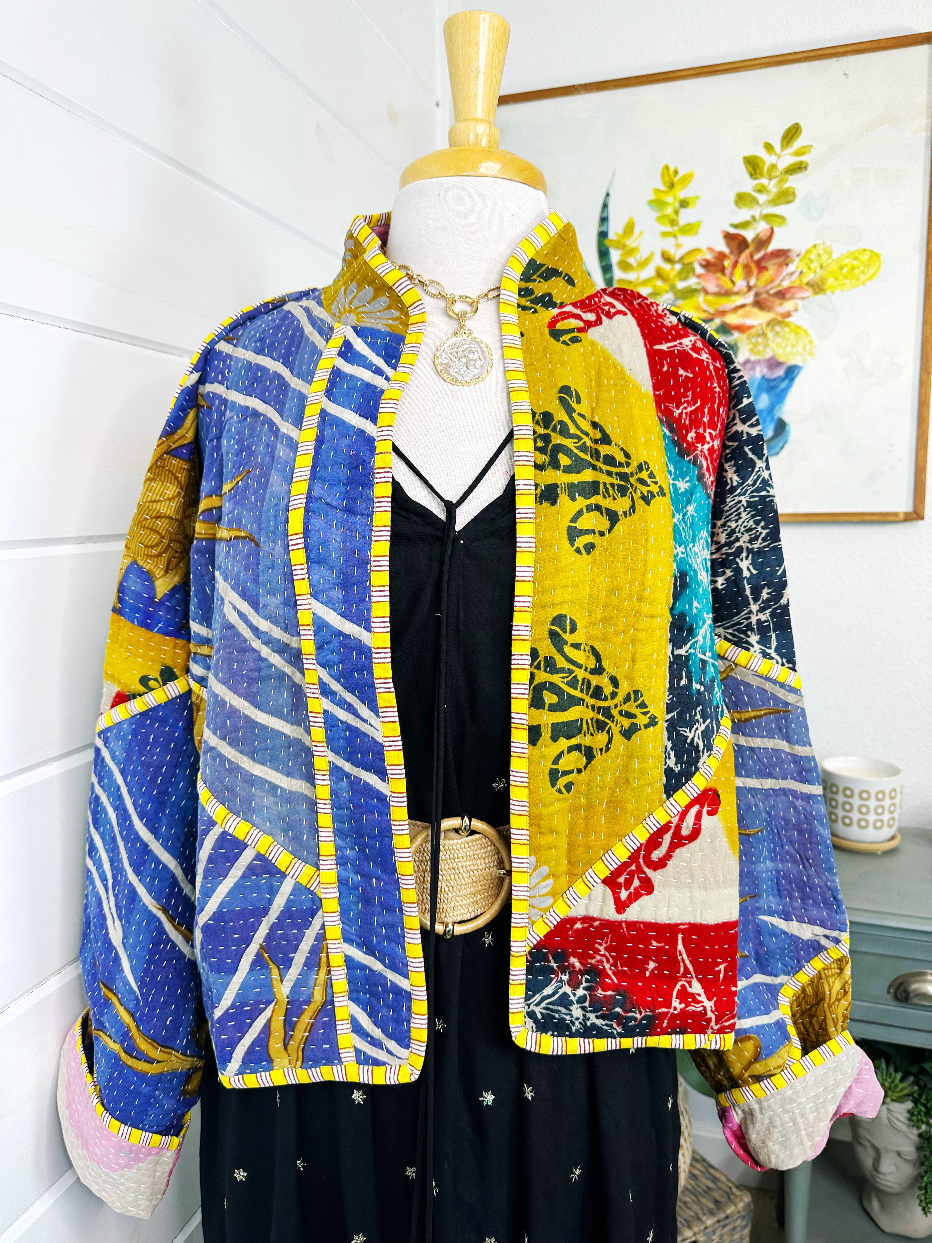 Kantha Quilted Bomber Jacket | Blanket Coat | Patchwork Coat