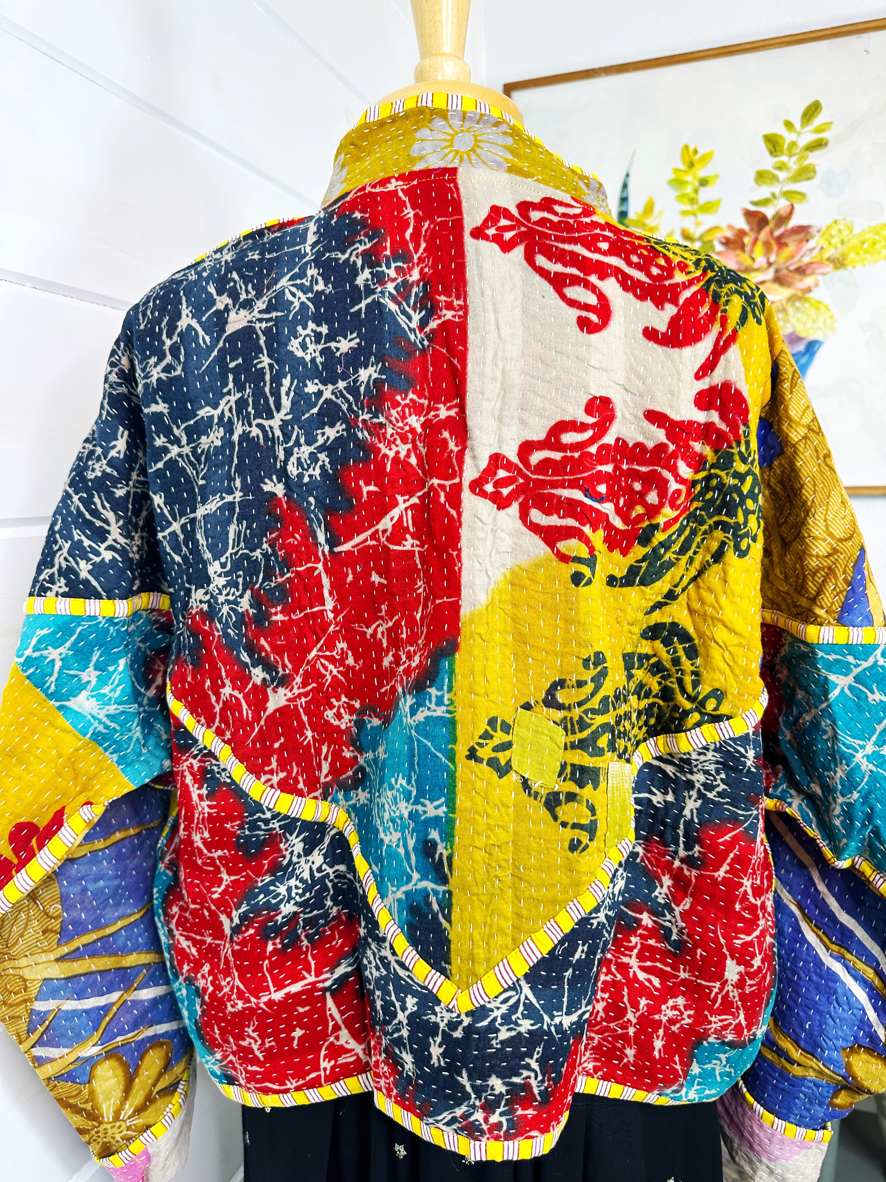 Kantha Quilted Bomber Jacket | Blanket Coat | Patchwork Coat