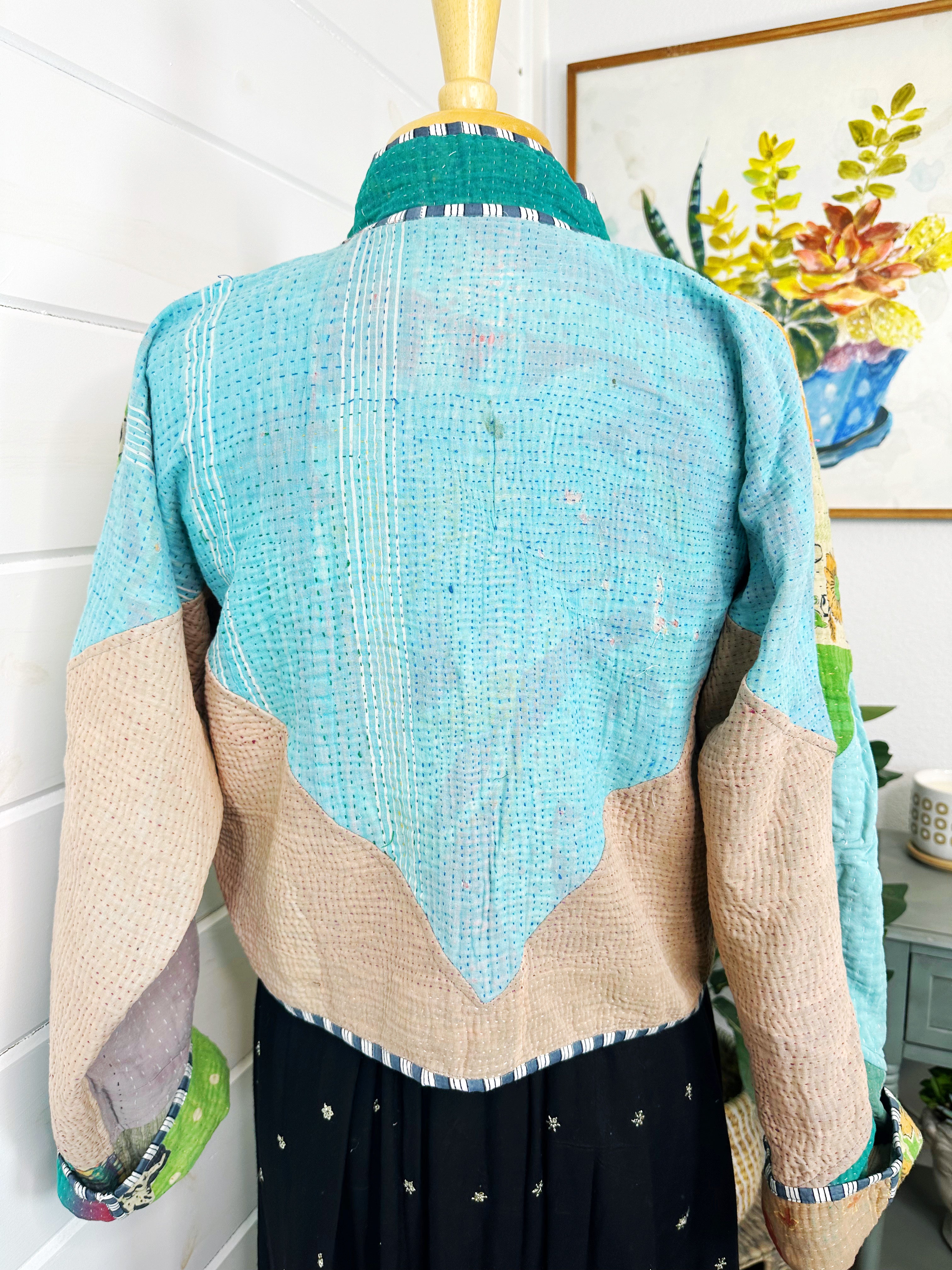 Kantha Quilted Bomber Jacket | Blanket Coat | Patchwork Coat