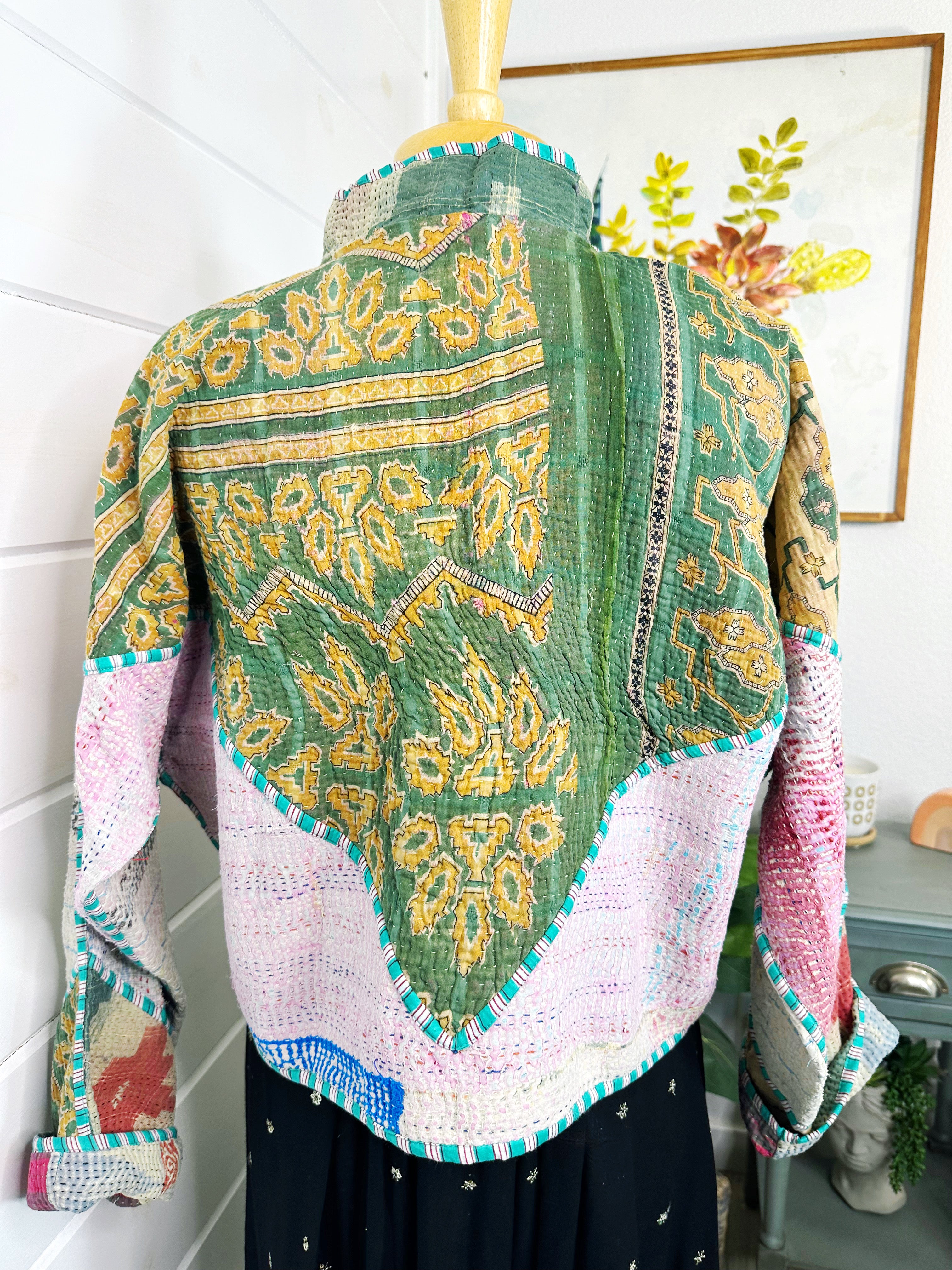 Kantha Quilted Bomber Jacket | Blanket Coat | Patchwork Coat