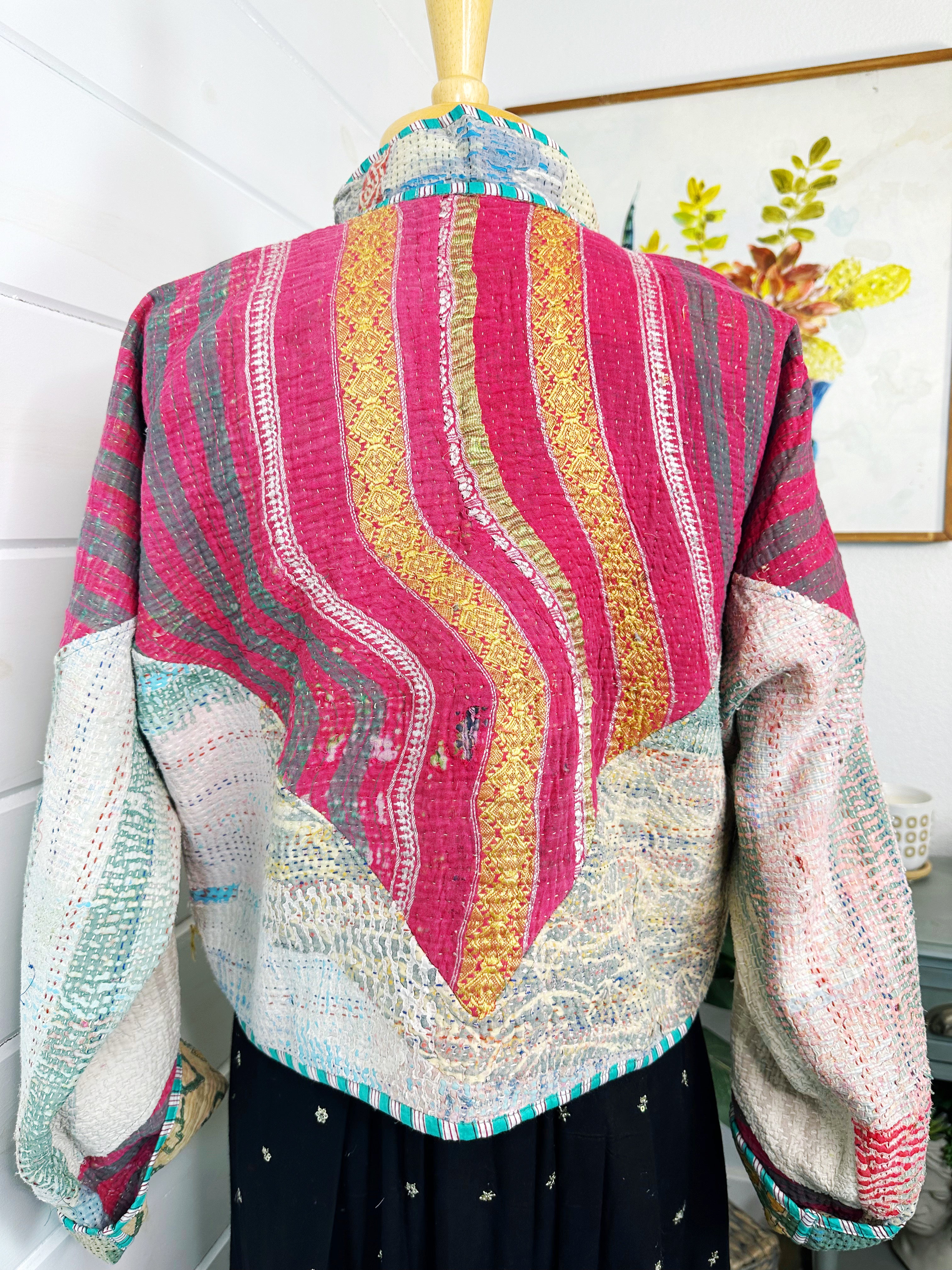 Kantha Quilted Bomber Jacket | Blanket Coat | Patchwork Coat