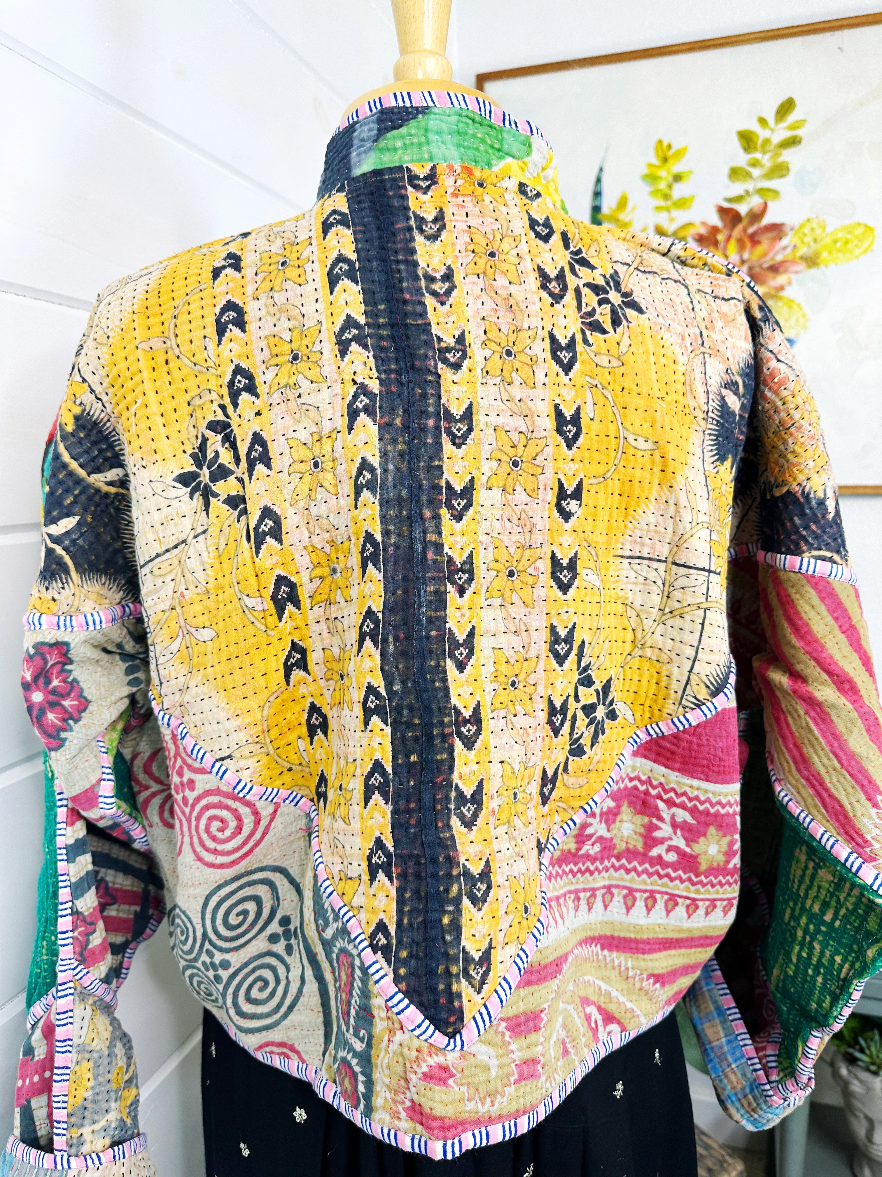 Kantha Quilted Bomber Jacket | Blanket Coat | Patchwork Coat