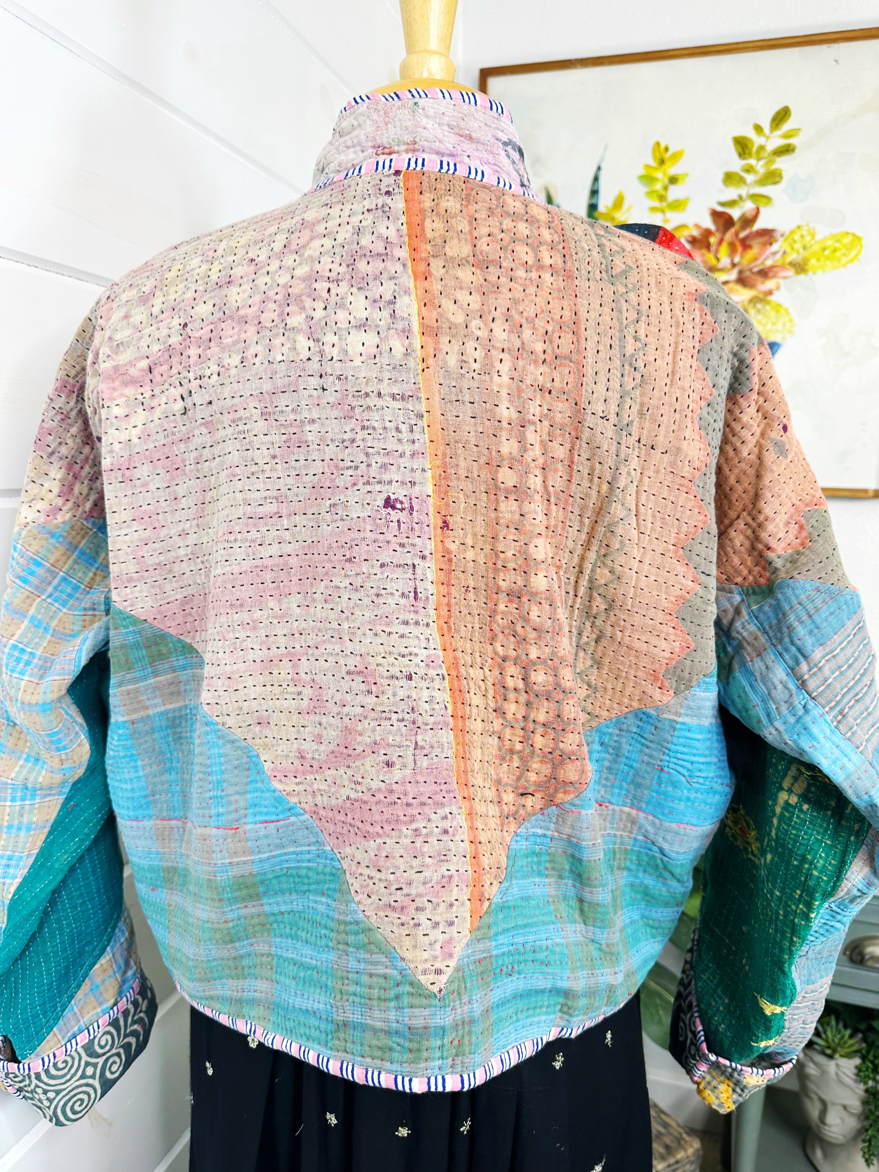 Kantha Quilted Bomber Jacket | Blanket Coat | Patchwork Coat