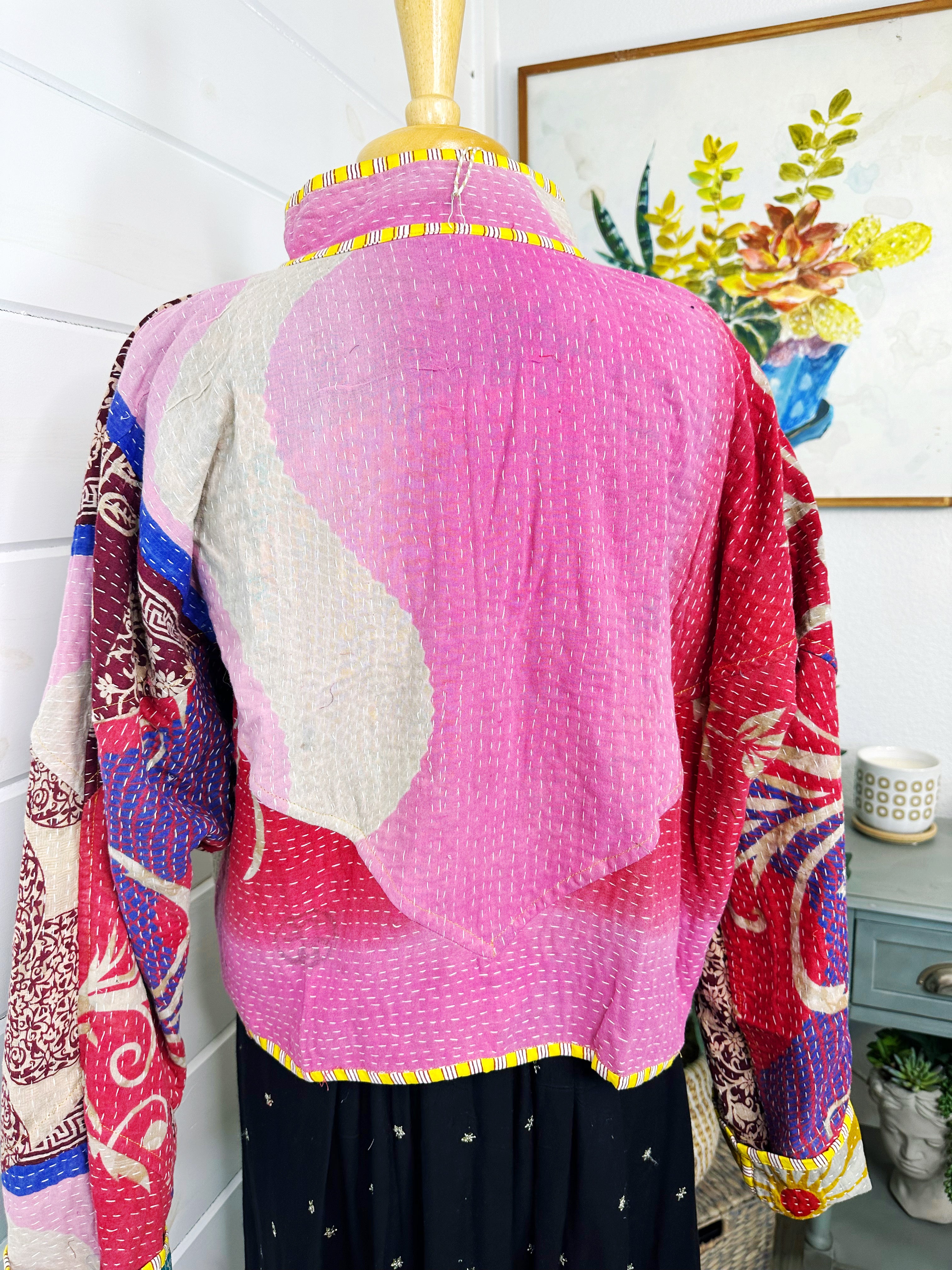 Kantha Quilted Bomber Jacket | Blanket Coat | Patchwork Coat