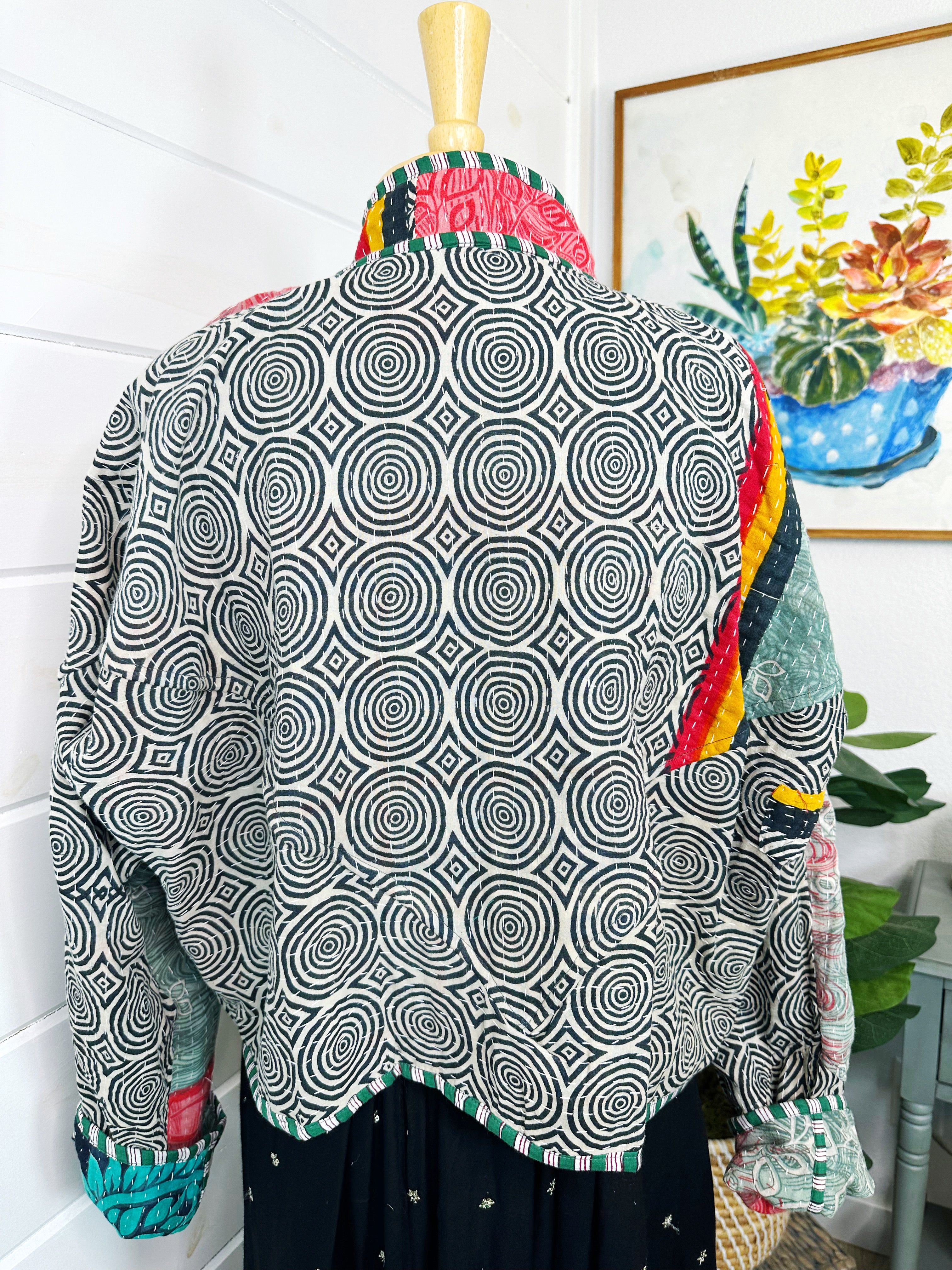 Kantha Quilted Bomber Jacket | Blanket Coat | Patchwork Coat